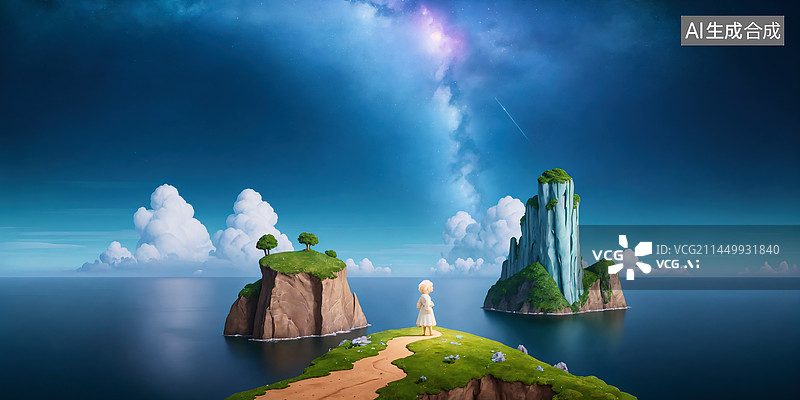【AI数字艺术】奇幻卡通风海景壁纸图片素材