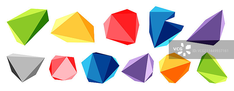 3d低多边形三角形设计元素图片素材