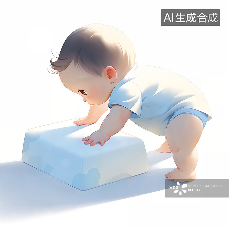 【AI数字艺术】可爱的小宝宝在学走路治愈插画图片素材