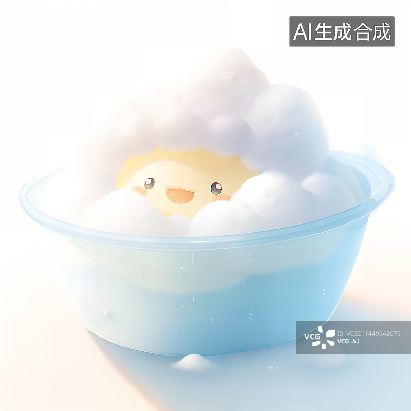 【AI数字艺术】浴盆泡泡洗澡玩具可爱治愈插画图片素材