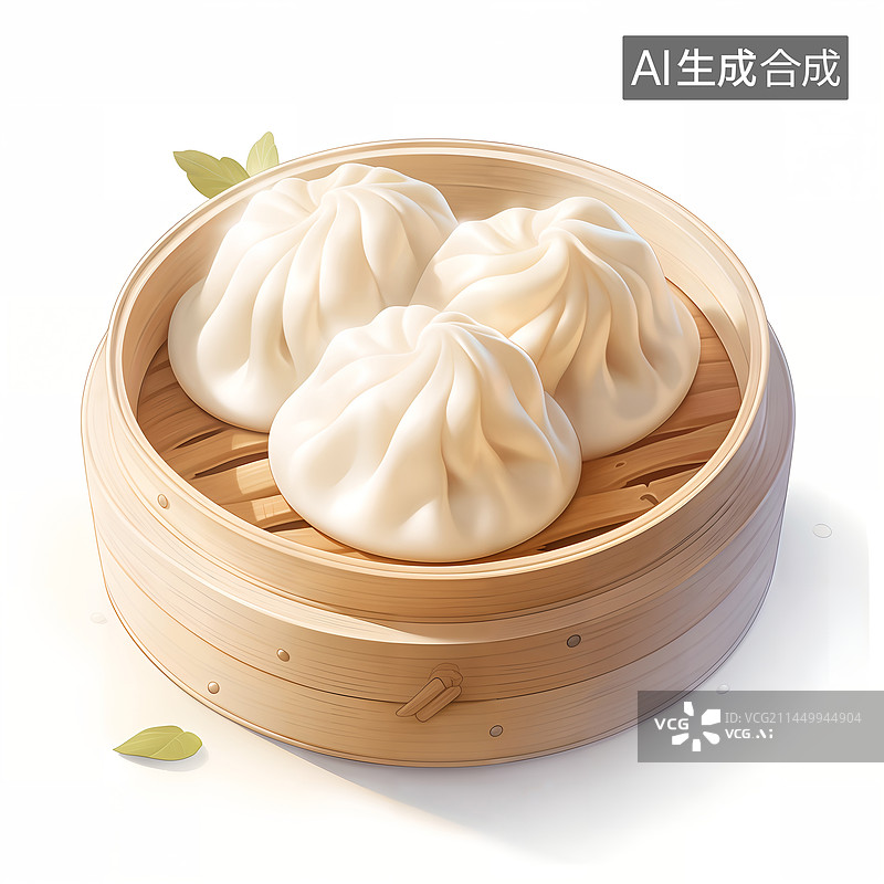【AI数字艺术】包子小笼包蒸笼美食插画图片素材