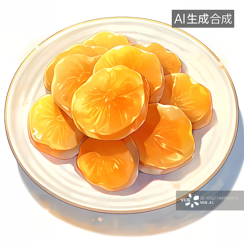【AI数字艺术】杏干杏脯肉果脯盘子零食插画图片素材