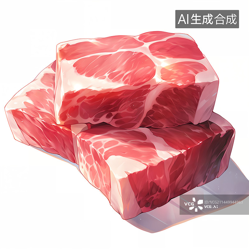【AI数字艺术】牛肉牛排生鲜肉食插画图片素材