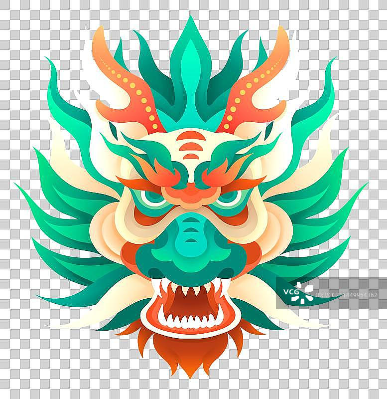 国潮中国龙龙头插画元素图片素材