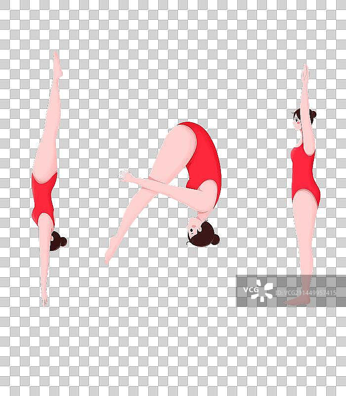 商业扁平插画一个青年女人在跳水图片素材