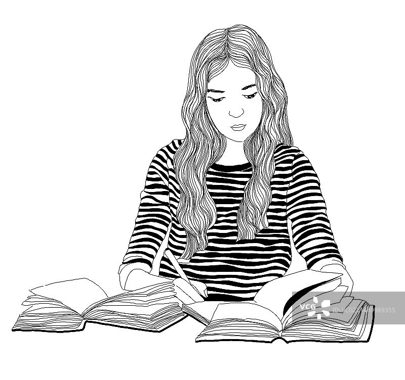 正在看书的女生图片素材