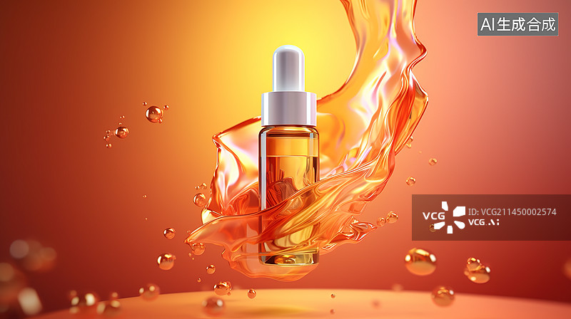 【AI数字艺术】化妆精华液产品三维渲染图片素材