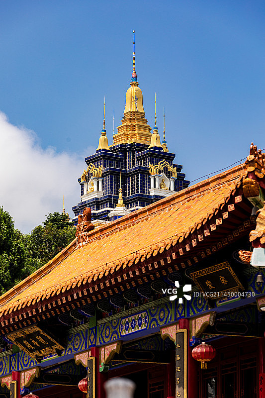 乳山市大乳山公园内的寺庙图片素材