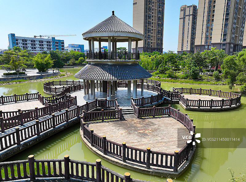 广东省惠州市惠城仲恺高新区东江产业园礼乐公园航拍图片素材