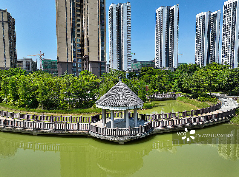 广东省惠州市惠城仲恺高新区东江产业园礼乐公园航拍图片素材