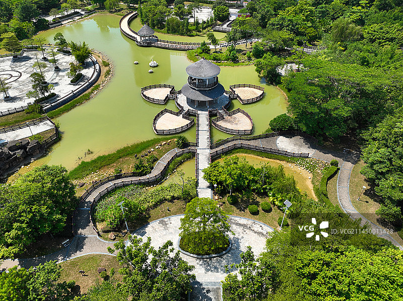 广东省惠州市惠城仲恺高新区东江产业园礼乐公园航拍图片素材