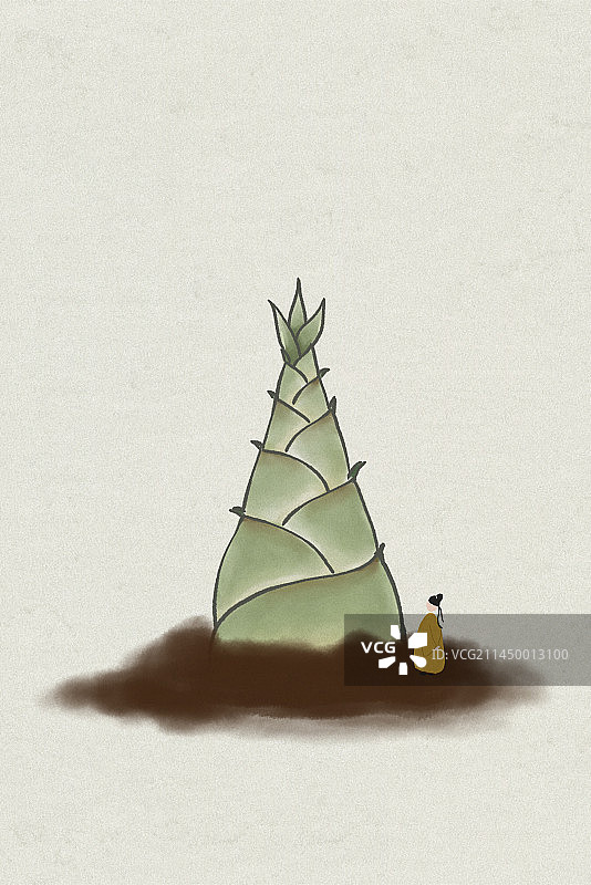 竹笋 水墨水彩书签插画图片素材