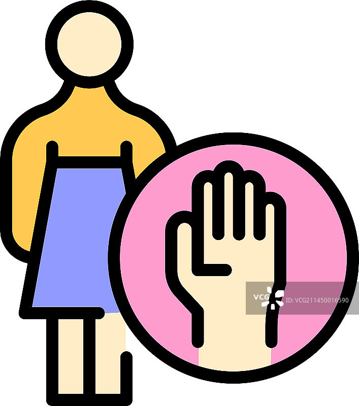 制止歧视女性图标（扁平风格）图片素材