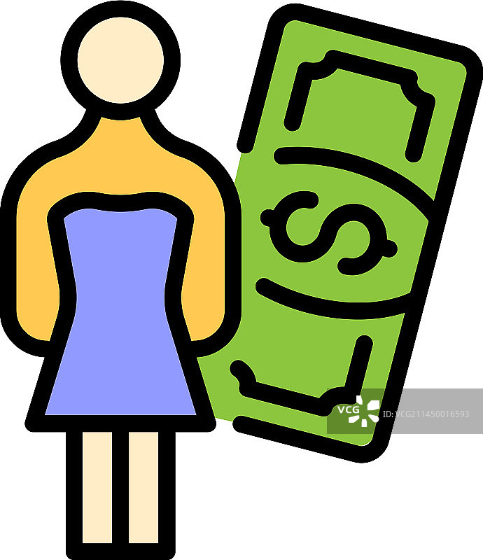 工资刻板印象扁平图标图片素材