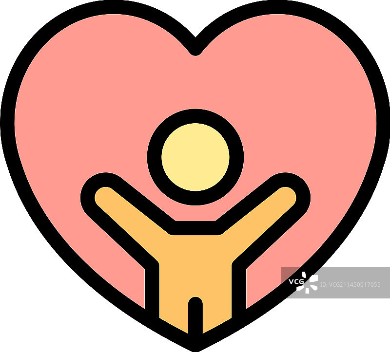 儿童充满爱心图标（扁平风格）图片素材