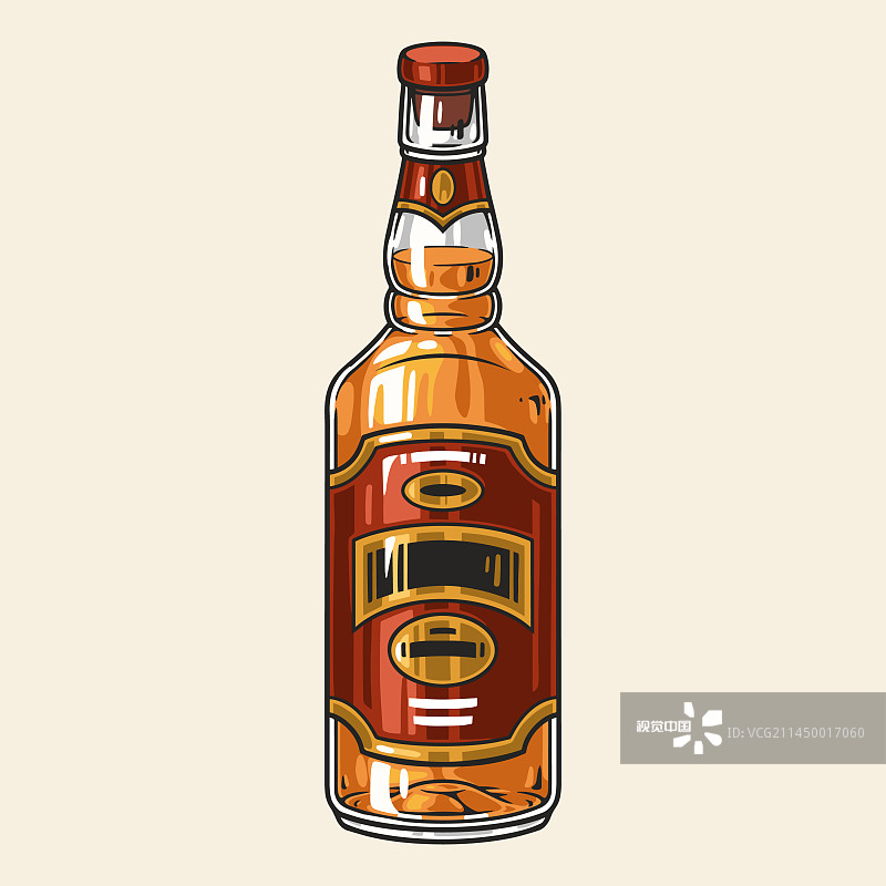 浅色啤酒复古彩色贴纸图片素材