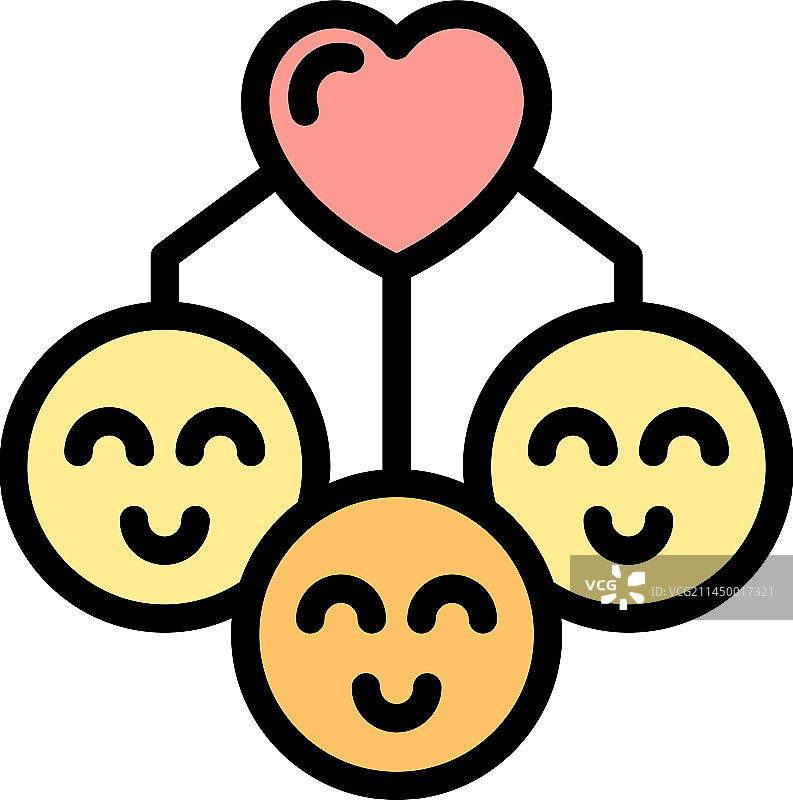 可爱的家庭图标（扁平风格）图片素材