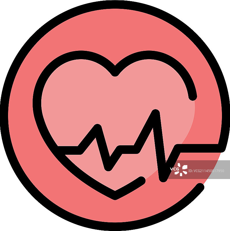 心形脉冲扁平图标图片素材