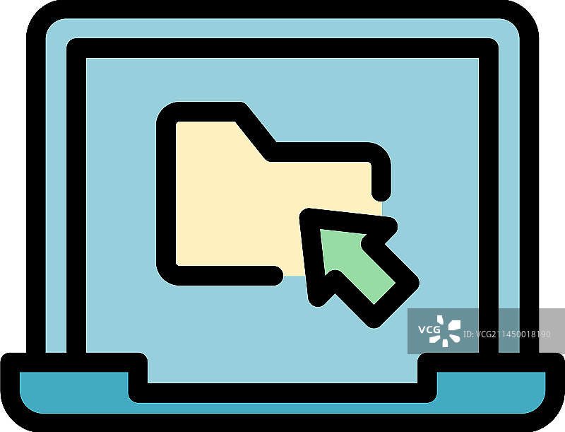 笔记本电脑文件夹扁平图标图片素材