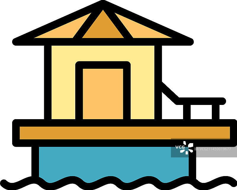 海边小屋图标（扁平风格）图片素材