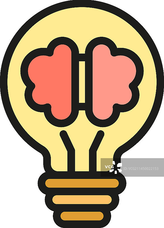 大脑灯泡扁平图标图片素材