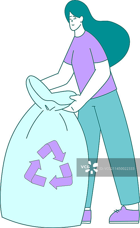 女性垃圾分类环保生活图片素材