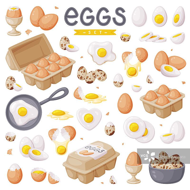 新鲜的生鸡蛋和煮熟的黄蛋黄图片素材