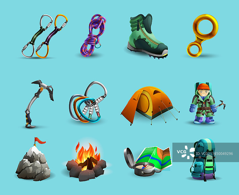 高山登山3D图标集图片素材