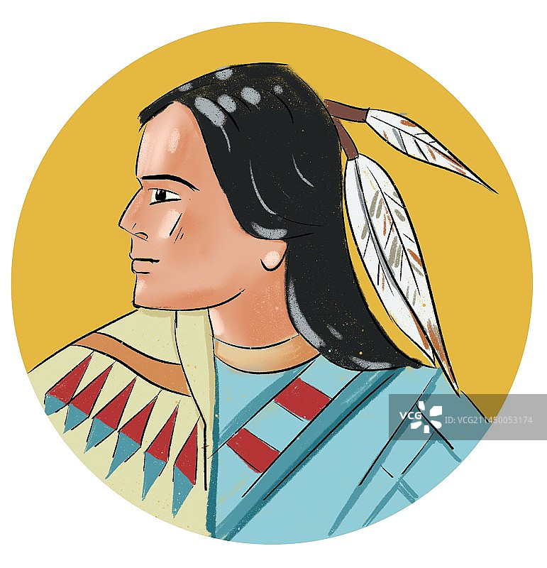 印第安人头像插图图片素材