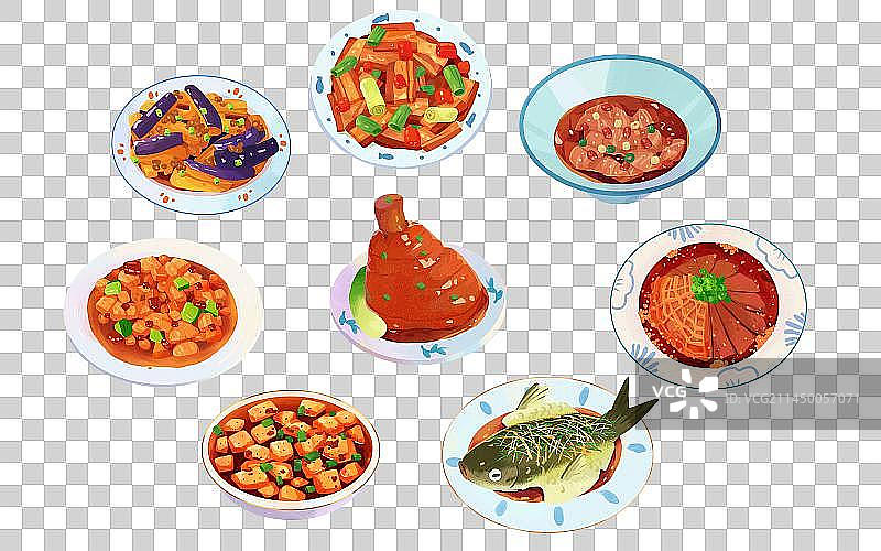 卡通中国八大菜系川菜系列图片素材