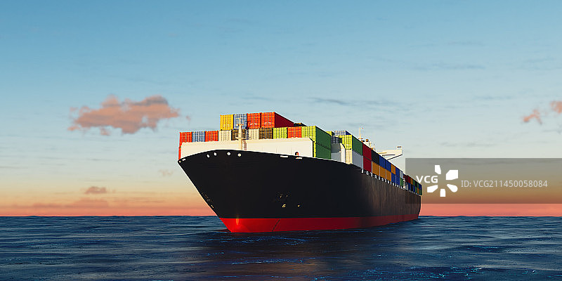 3D渲染高清集装箱货船海运主题插画图片素材
