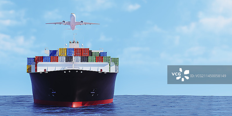 3D渲染高清集装箱货船海运主题插画图片素材