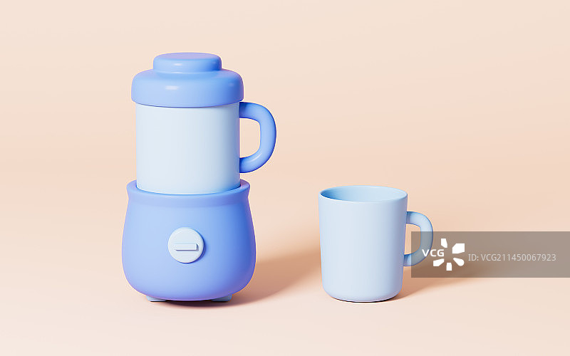 卡通搅拌机和杯子3D渲染图片素材