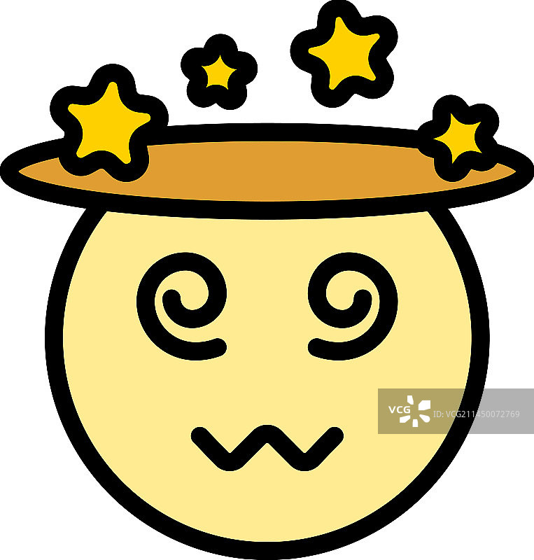 眩晕表情符号扁平图标图片素材