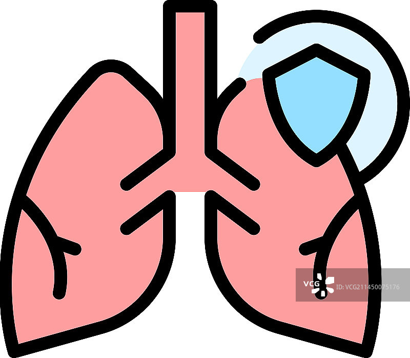 肺部新冠病毒扁平图标图片素材