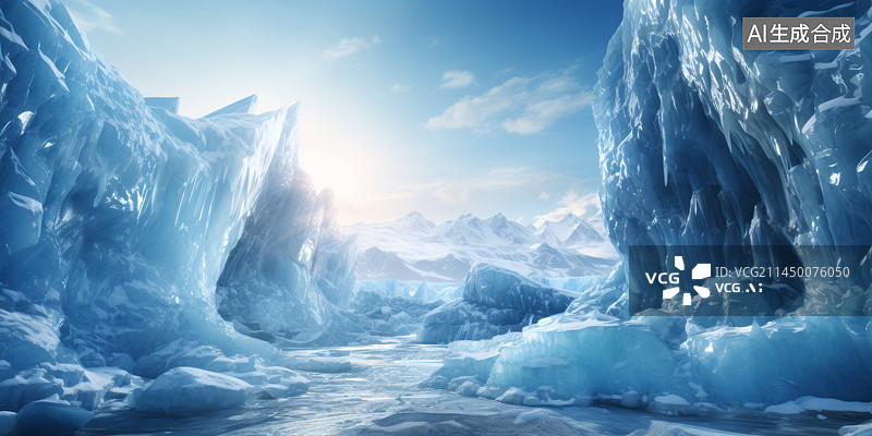 【AI数字艺术】极地冰山冰河背景图图片素材