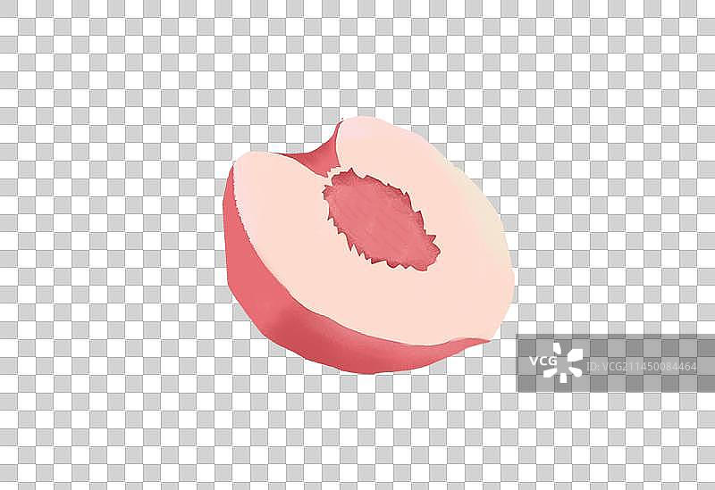 桃子水蜜桃各个角度切开一半插画手绘素材图片素材