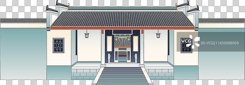 岳麓书院国潮矢量插画图片素材