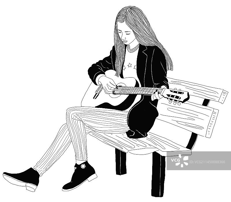 弹吉他的女孩图片素材