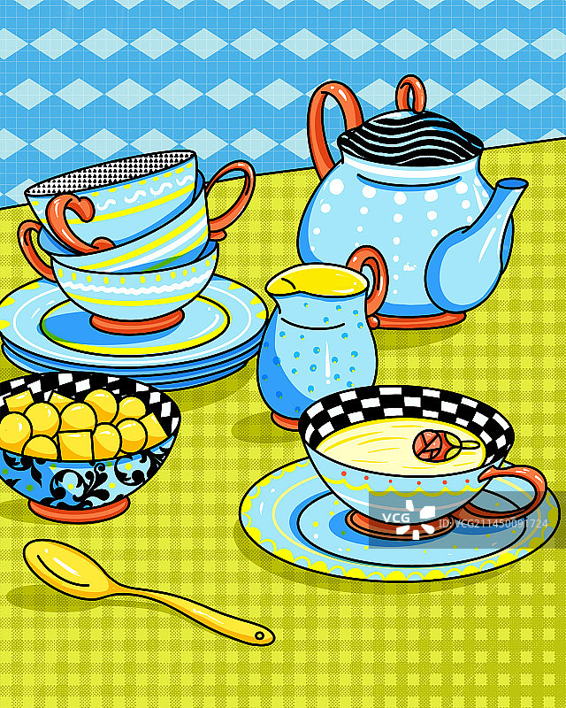 孟菲斯风格餐具图片素材