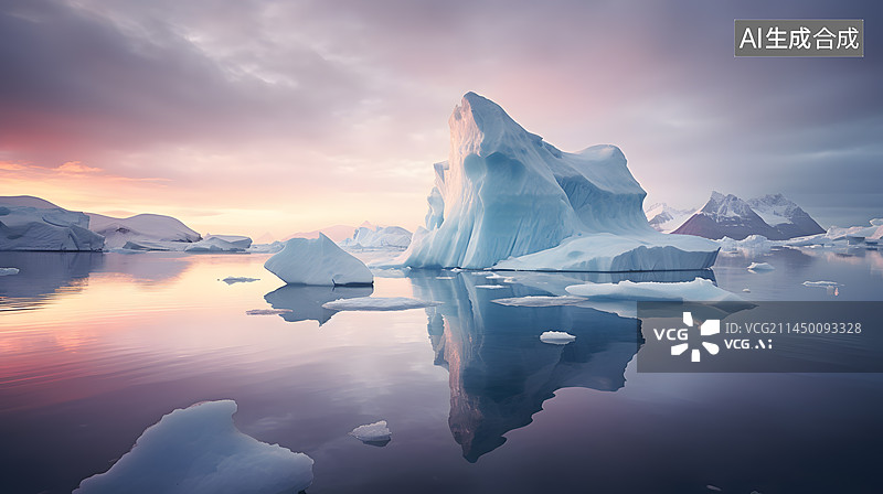 【AI数字艺术】海面上的冰山冰川图片素材