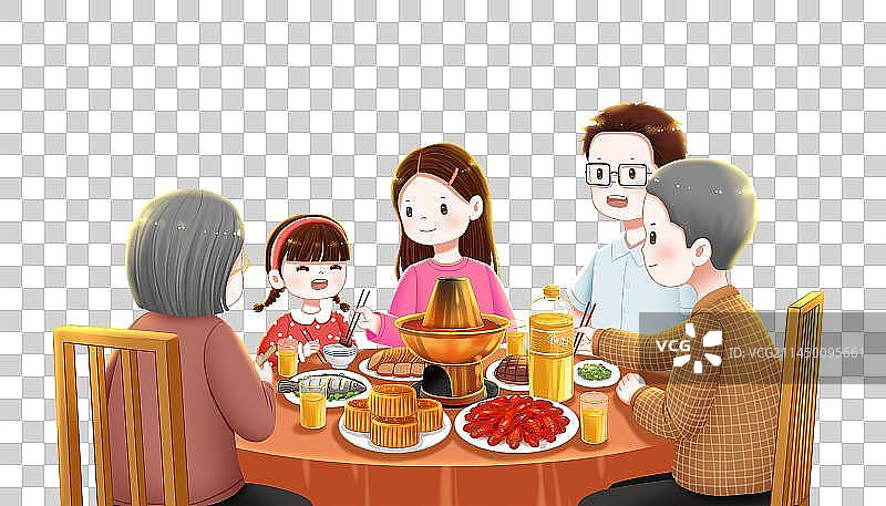 吃团圆饭的一家人png免抠素材图片素材