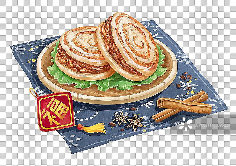 陕西西安特色美食之腊汁肉夹馍图片素材