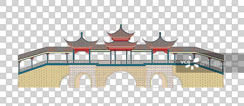国风地标系列—东莞粤晖园归水桥图片素材