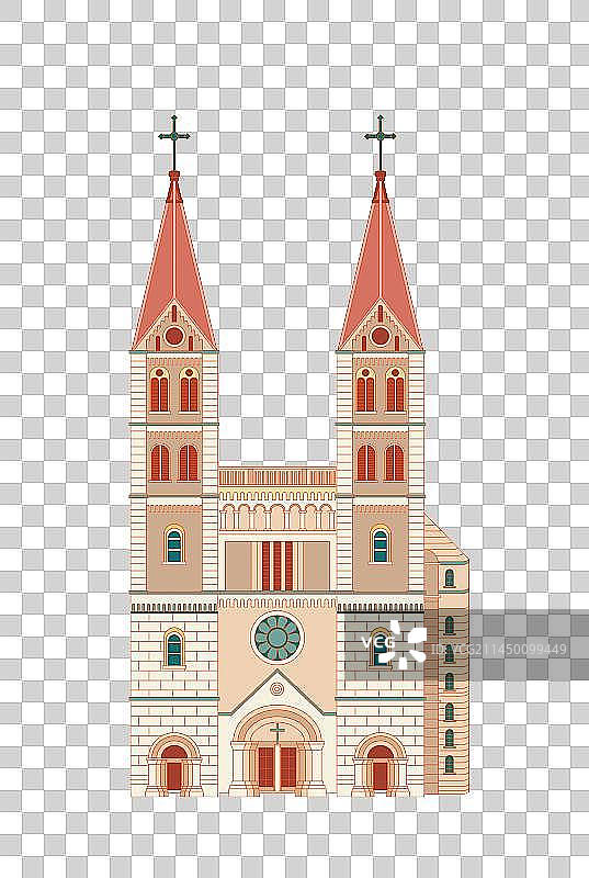 国风地标系列—青岛天主教堂图片素材