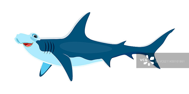 孤立的双髻鲨卡通形象图片素材