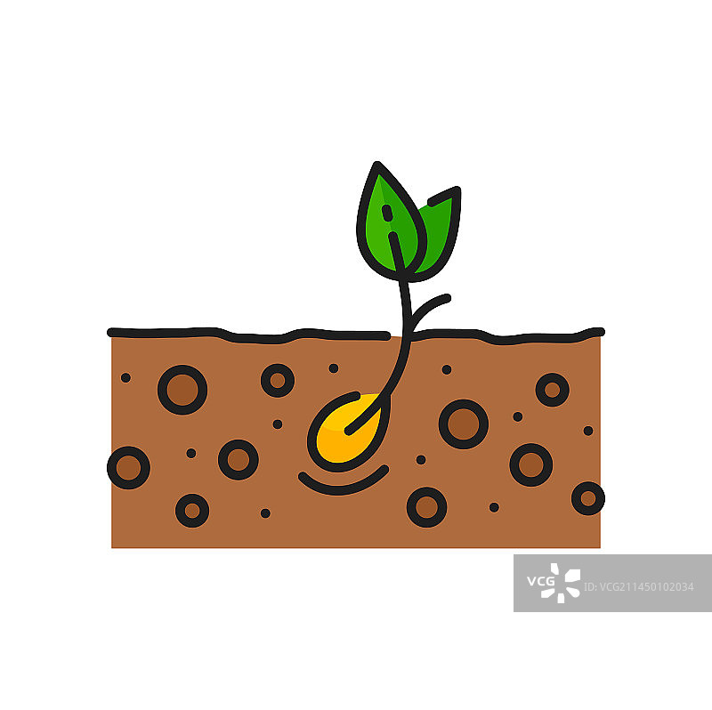 土壤农业种子生长彩色线条图标图片素材