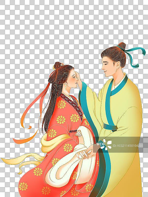 七夕牛郎织女情侣国风古风人物素材图片素材