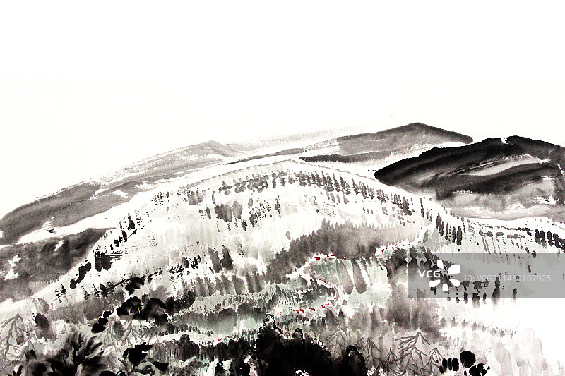 写意水墨山水画图片素材