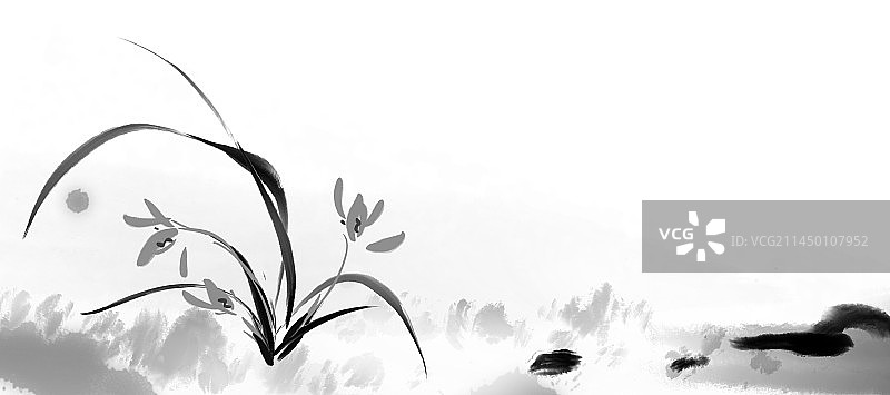 水墨抽象背景，植物图片素材
